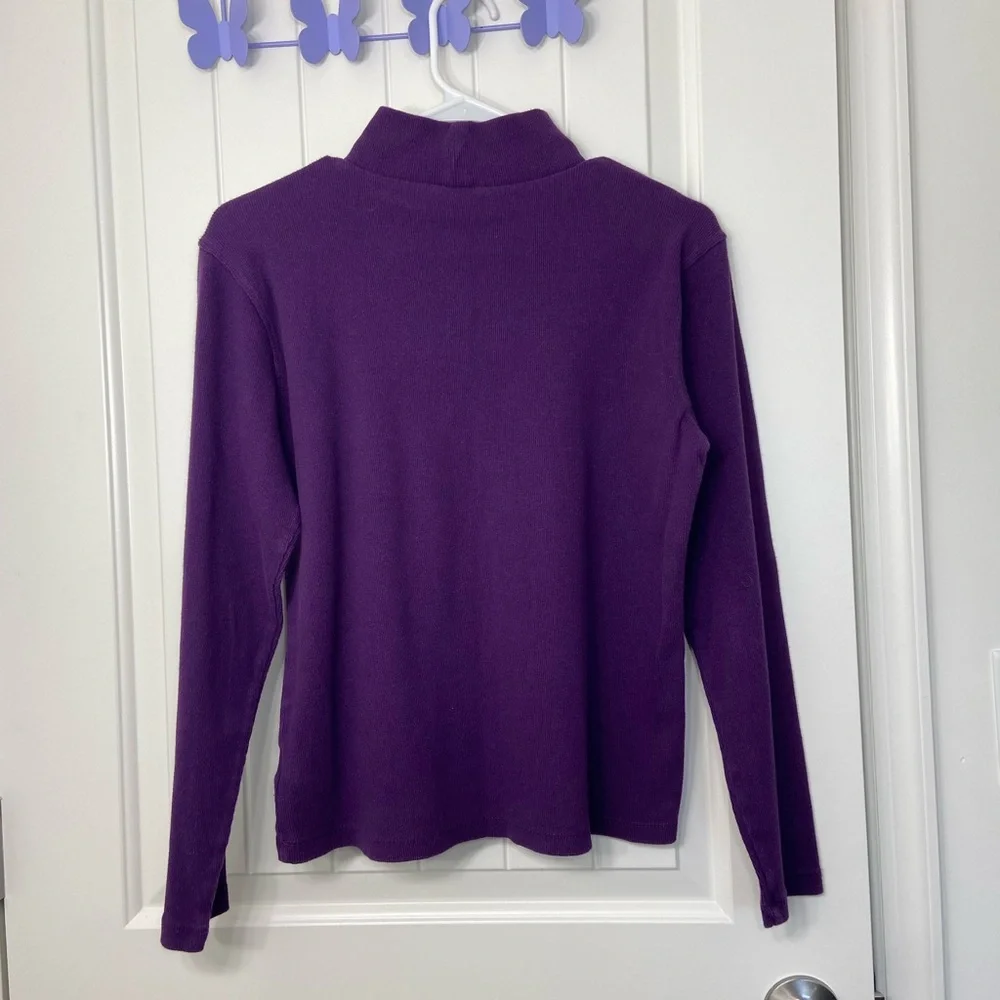 EUC Liz Claiborne women’s purple soft knit turtleneck stretch sweater medium‎